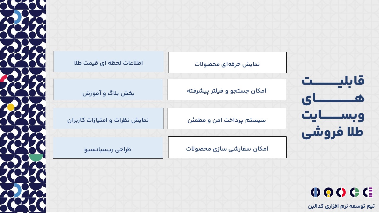 قابلیت های وبسایت طلا فروشی